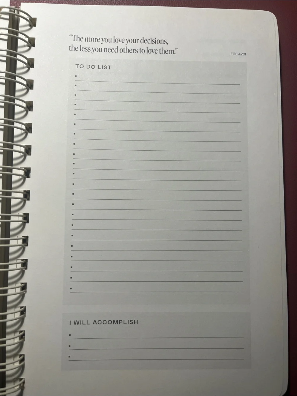 My Daily Check-In Spiral Notebook — White with Gold Text
